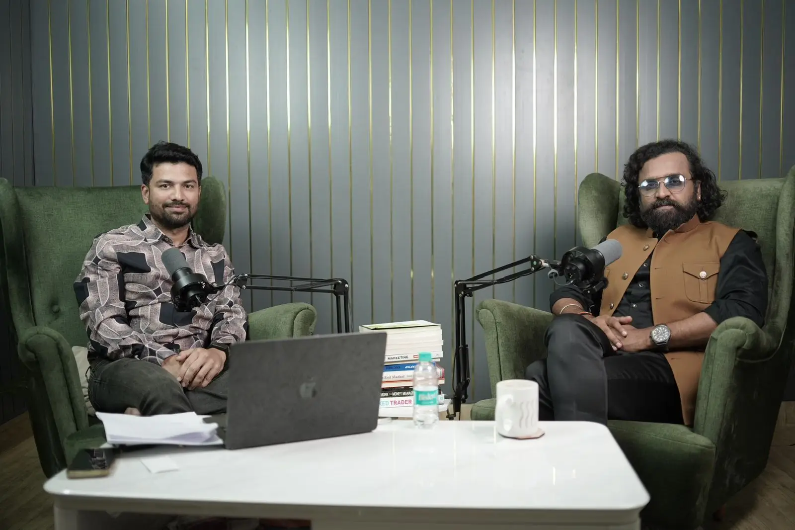 Two-person podcast recording